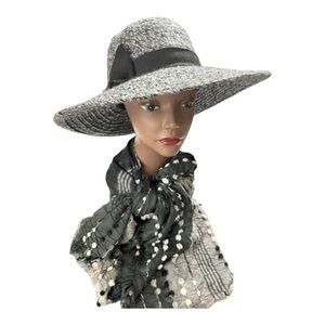 Jessica Simpson Floppy Sun Hat in Grey with Black Bow accent